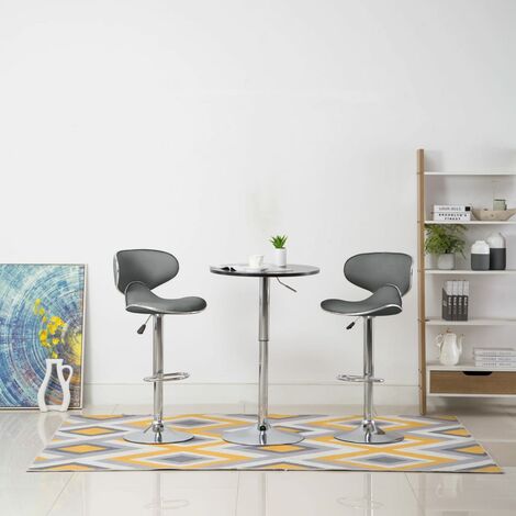 Lot de 2 Tabourets de bar Style Contemporain Chaises de bar Gris Similicuir 25996 (1/5)