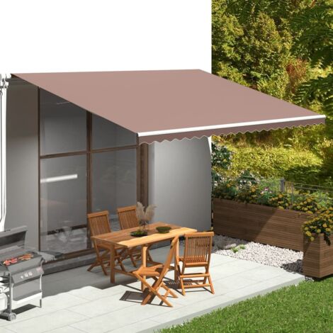 Tissu de remplacement pour auvent - pour Jardin Terrasse Extérieur Patio Marron 5x3,5 m BV976002 - BonneVie (1/5)