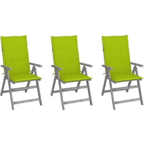 Lot de 3 Chaises de jardin inclinables Fauteuils de Jardin avec coussins Bois d'acacia 64418 (1/5)