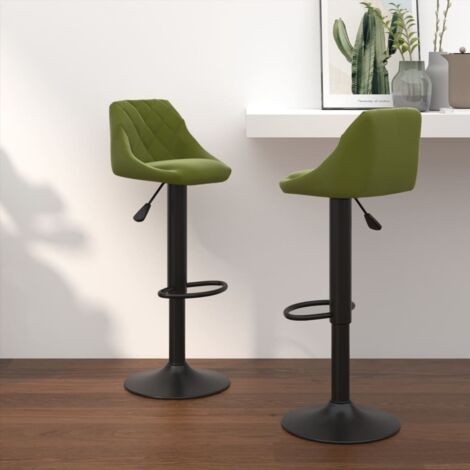 Lot de 2 Tabourets de bar Style Contemporain Chaises de bar Vert clair Velours 67082 (1/5)