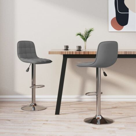 Lot de 2 Chaises de bar Tabourets de bar - Tabouret Haut Gris clair Tissu BV280815 - BonneVie (1/5)