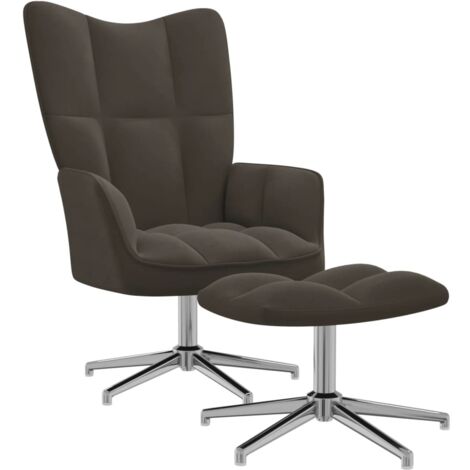 Chaise de relaxation avec repose-pied Fauteuil relax - Gris foncé Velours BV891951 - BonneVie (1/5)