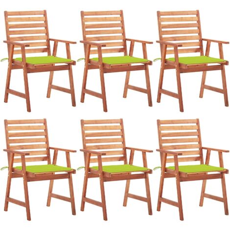 Lot de 6 Chaises de salle à manger de jardin - Chaises à dîner de jardin avec coussins Acacia massif BV491173 - BonneVie (1/5)