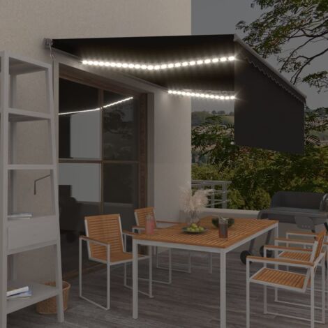 Auvent automatique avec capteur de vent et LED - Auvent de jardin Soleil imperméable 4x3 m Anthracite BV205792 - BonneVie (1/5)
