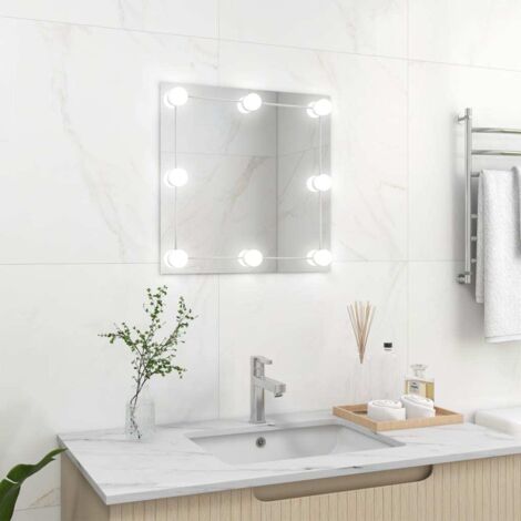 Miroir mural avec lampes LED Moderne - Miroir de Maquillage - pour Salle de Bain, Salon, Chambre - Carré Verre Chic-295559 (1/5)
