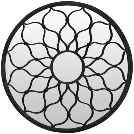 Miroir de jardin Luxueux, Miroir mural Noir 40x3 cm Fer Rond utilisation extérieure OIB5823E (1/5)