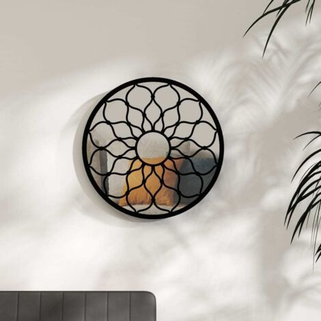 Miroir Moderne - Miroir de Maquillage - pour Salon, Chambre, Salle de Bain - Noir 40x3 cm Fer Chic-644618 (1/5)