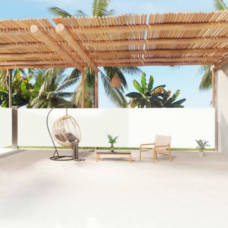 Auvent Marquise latéral rétractable, Store Banne pour Jardin Balcon Terrasse, Crème 160x1200 cm OIB8168E (1/5)