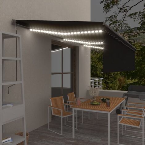Auvent de Balcon Anti-Soleil - automatique store capteur de vent/LED - Auvent de jardin terrasse bistro - 6x3 m Anthracite Chic-184995 (1/5)
