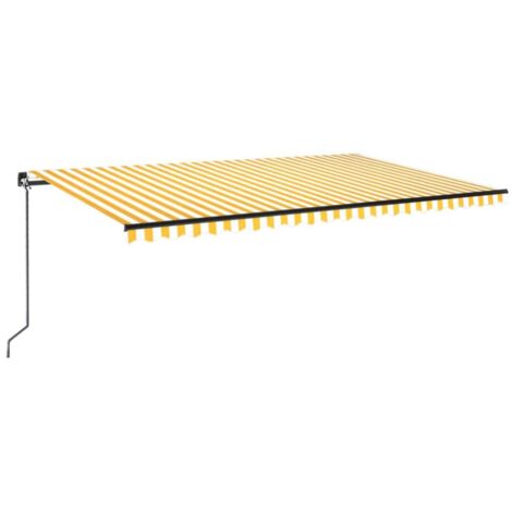 Auvent manuel rétractable - Auvent de jardin Soleil imperméable 500x300 cm Jaune et blanc BV999935 - BonneVie (1/5)
