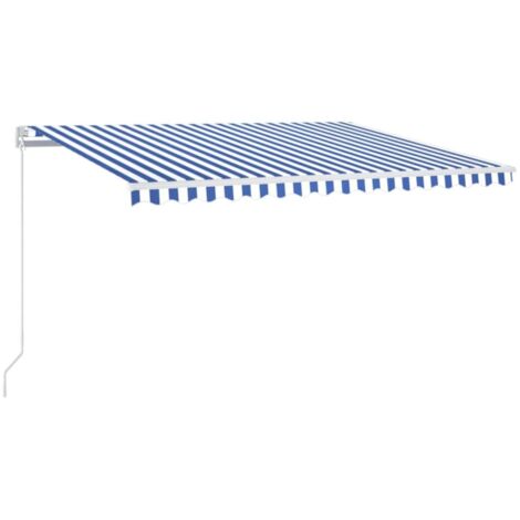 Auvent de Balcon Anti-Soleil - manuel rétractable - Auvent de jardin terrasse bistro - 400x350 cm Bleu et blanc Chic-646394 (1/5)