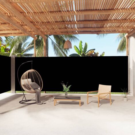 Auvent Marquise latéral rétractable, Store Banne pour Jardin Balcon Terrasse, Noir 200x1000 cm OIB6598E (1/5)