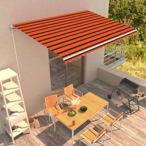 Auvent manuel rétractable - Auvent de jardin Soleil imperméable 450x300 cm Orange et marron BV298386 - BonneVie (1/5)