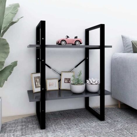 Bibliothèque à 2 niveaux Style scandinave - Meuble de Rangement - Gris 60x30x70 cm Aggloméré Chic-117634 (1/5)