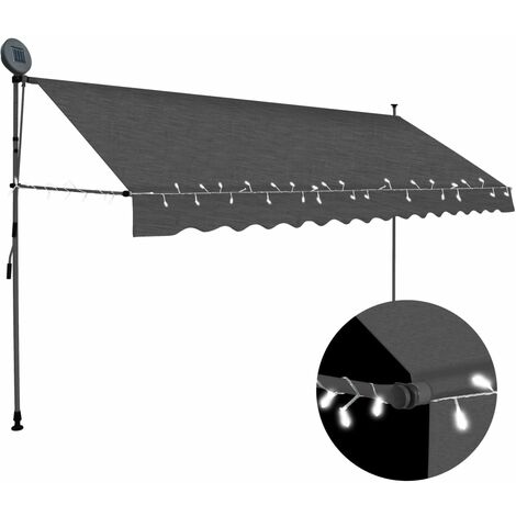 Auvent de Balcon Anti-Soleil - manuel rétractable avec LED - Auvent de jardin terrasse bistro - 350 cm Anthracite Chic-873572 (1/5)