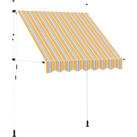 Auvent de Balcon Anti-Soleil - rétractable manuel - Auvent de jardin terrasse bistro - 200 cm Rayures jaunes et bleues Chic-362857 (1/4)