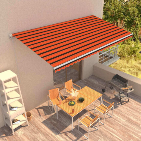 Auvent rétractable automatique - Auvent de jardin Soleil imperméable 600x300 cm Orange et marron BV355055 - BonneVie (1/5)