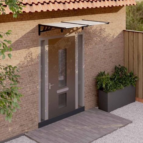 Auvent Marquise de Porte Moderne - Anti-Soleil Imperméable - Noir et transparent 152,5x90 cm Polycarbonate Chic-924059 (1/4)