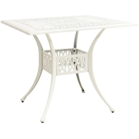 Table de jardin Contemporain - Table à manger de jardin - Blanc 90x90x73 cm Aluminium coulé Chic-980883 (1/4)