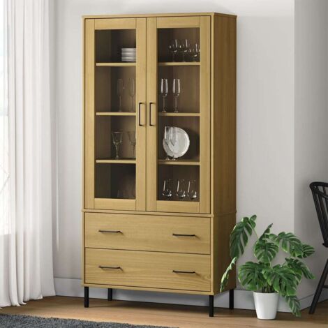 Bibliothèque avec pieds Style scandinave - Meuble de Rangement - en métal Marron 85x35x172,5cm Bois OSLO Chic-588907 (1/5)