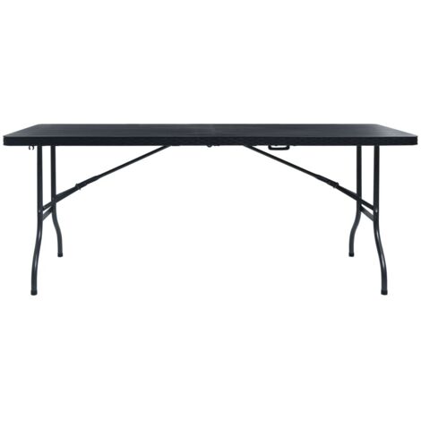 Table de jardin pliable Table d'appoint, Table de Balcon, Noir 180x75x72 cm PEHD Imitation rotin OIB1623E (1/5)