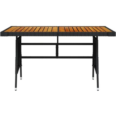 INLIFE Table de jardin Noir 130x70x72 cm Résine tressée et acacia (1/4)