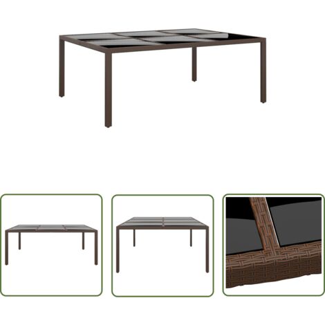 Table de jardin Table d'appoint, Table de Balcon, avec dessus en verre Marron 200x150x75 cm Rotin OIB5309E (1/5)