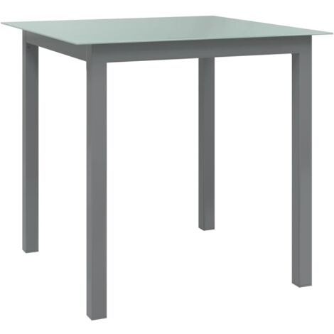 Table de jardin Contemporain - Table à manger de jardin - Gris clair 80x80x74 cm Aluminium et verre Chic-819708 (1/4)