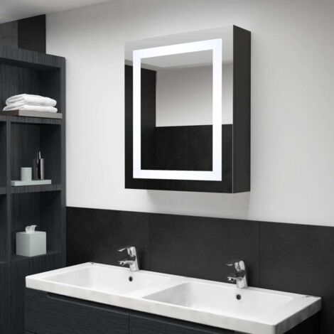 Armoire murale de salle de bain à miroir à LED Contemporain - Placard de Rangement - 50x13x70 cm Chic-441762