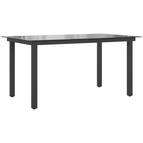 Table de jardin Contemporain - Table à manger de jardin - Noir 150 x 90 x 74 cm Aluminium et verre Chic-647812 (1/4)