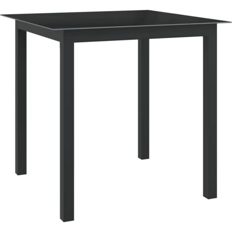 Table de jardin Contemporain - Table à manger de jardin - Noir 80x80x74 cm Aluminium et verre Chic-199182 (1/4)
