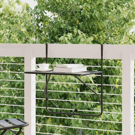 Table de balcon suspendue - Table de jardin Contemporain - Table à manger de jardin - Noir 60x40 cm Acier Chic-344590