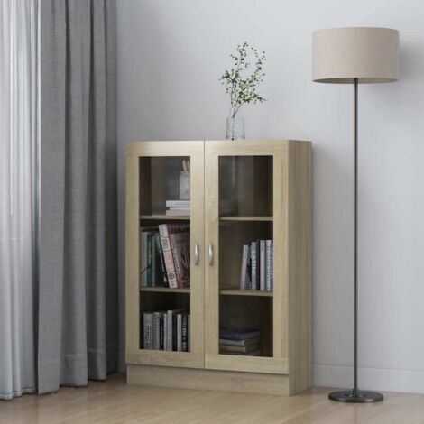 Bibliothèque Style scandinave - Meuble de Rangement - Armoire à vitrine Chêne sonoma 82,5x30,5x115 cm Aggloméré Chic-408727 (1/5)
