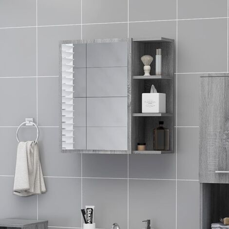 Armoire à miroir de salle de bain Moderne - Placard de Rangement - Sonoma gris 62,5x20,5x64 cm Chic-936415 (1/5)