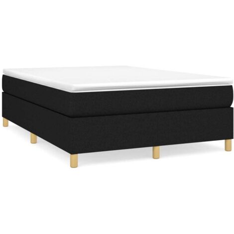 Lit adulte Contemporain Lit à sommier à sommier tapissier avec matelas Noir 140x190 cm Tissu 92768 (1/5)
