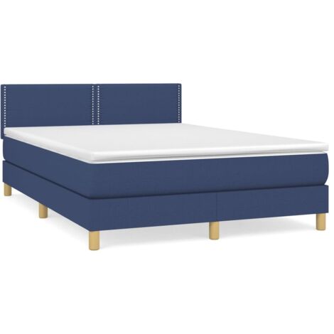 Lit adulte Contemporain  Lit à sommier à sommier tapissier avec matelas Bleu 140x190 cm Tissu 26086 (1/5)