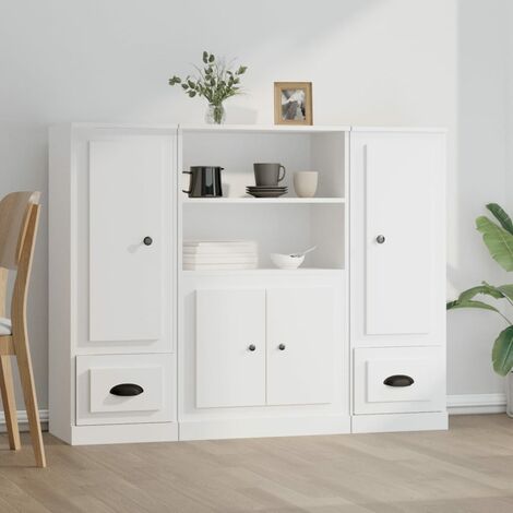Buffets 3 pcs Meuble de rangement Commode Bahut blanc bois d'ingénierie 76347 (1/5)