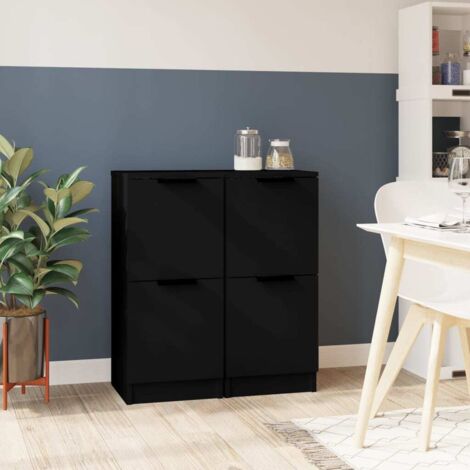 Buffets 2 pcs  Meuble de rangement Commode Bahut noir 30x30x70 cm bois d'ingénierie 40315 (1/5)
