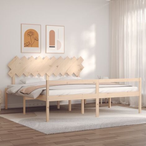 Lit adulte Contemporain avec tête de lit Cadre de lit 200x200 cm bois massif 61736 (1/5)