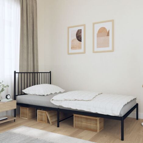 Lit adulte Contemporain avec tête de lit  Cadre de lit métal noir 107x203 cm 95675 (1/5)