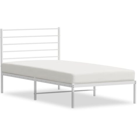 Lit adulte Contemporain avec tête de lit  Cadre de lit métal blanc 100x190 cm 82332 (1/5)