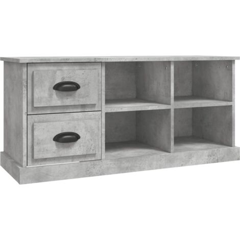 Meuble TV Banc TV Armoire de rangement gris béton 102x35,5x47,5 cm bois d'ingénierie 76132 (1/5)