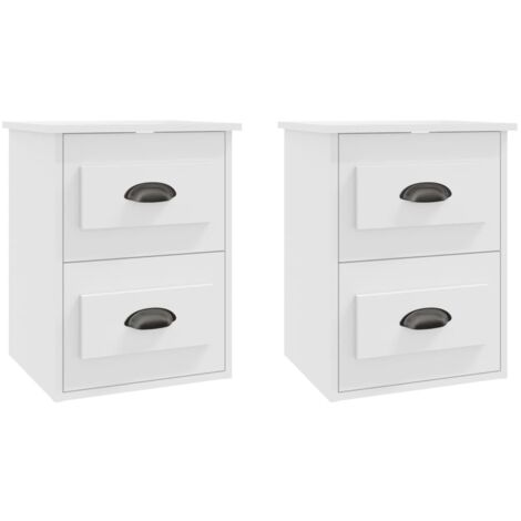 Lot de 2 Tables de chevet murales Tables d'appoint  Tables de nuit blanc 41,5x36x53 cm 46558 (1/5)