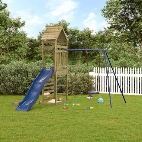 Aire de Jeux d'extérieur Maisonnette de jeu Maison enfant exterieur bois de pin imprégné 54598 (1/5)