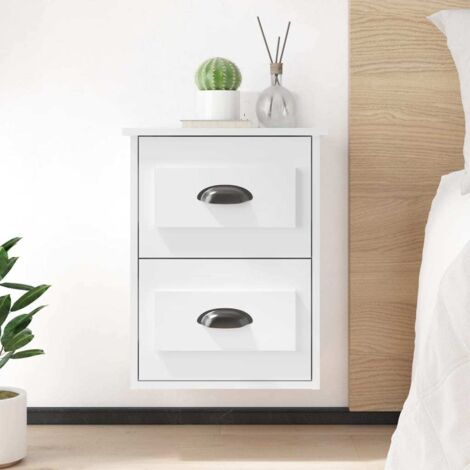 Table de chevet Table d'appoint  Table de nuit murale blanc brillant 41,5x36x53 cm 55072 (1/5)