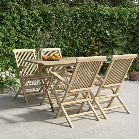 Salon de jardin 5 pcs Meuble de jardin Mobilier de jardin gris bois de teck massif 72507 (1/5)