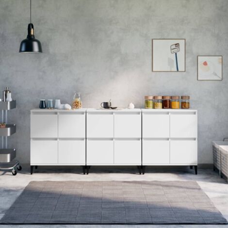 Buffets 3 pcs  Meuble de rangement Commode Bahut blanc 60x35x70 cm bois d'ingénierie 58660 (1/5)