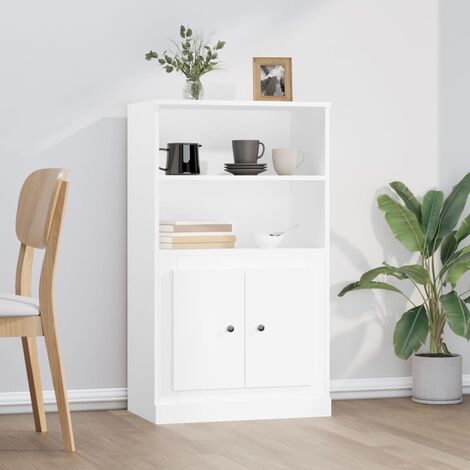 Buffet haut Meuble de rangement Commode Bahut blanc 60x35,5x103,5 cm bois d'ingénierie 74140 (1/5)