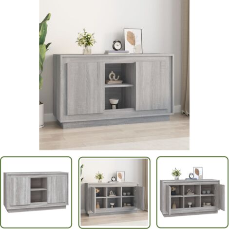 Buffet  Meuble de rangement Commode sonoma gris 102x35x60 cm bois d'ingénierie 54709 (1/5)