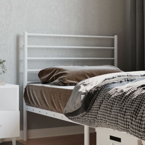 Tête de lit pour lit simple, Cadre de lit, Tableau décoratif de chevet métal blanc 100 cm CDE51915 (1/5)
